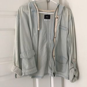 Light blue hooded jean jacket